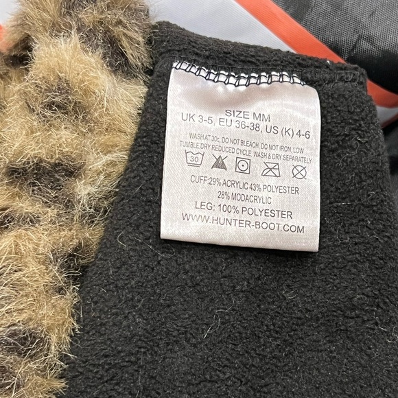 Big Kids’ Hunter boot socks for Kids’ classic rain boot, leopard faux fur 4-6 - Picture 4 of 6